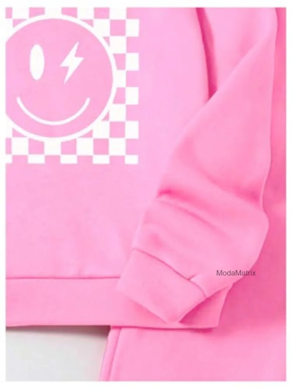 2 Piece Checkered Smile Face Long Sleeve Sweatshirt and Sweatpants Set